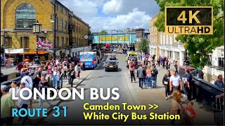 London Bus Ride Route 31  VMH2545 Double Decker 4K Virtual Tour From Camden Town To White City [upl. by Cirillo]