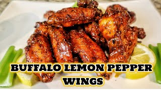 Buffalo Lemon Pepper Chicken Wings In Deep Fryer  Easy Chicken Wings Recipe [upl. by Novaat307]