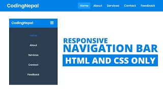 How to Create Responsive Navigation Bar using HTML and CSS [upl. by Pelligrini]