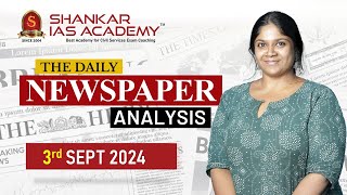 Newspaper Analysis September 3 2024 Shankar IAS Academy UPSC current Affairs  Prelims [upl. by Harat]