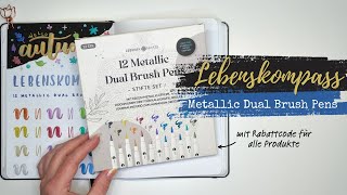 Lebenskompass Metallic Dual Brush Pens  Bullet Journaling amp Handlettering auch auf schwarzem Papier [upl. by Lenoyl95]