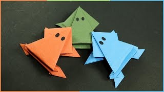 Origami Frog that Jumps  Easy Fun Paper Craft for Kids [upl. by Acemahs857]