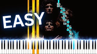 Bohemian Rhapsody Queen  EASY Piano Tutorial SHEET MUSIC [upl. by Renata217]