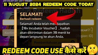 FREE FIRE REDEEM CODE 11 AUGUST 2024  HOW TO USE REDEEM CODE IN FREE FIRE  HOW TO REDEEM AUG TODAY [upl. by Sylram182]