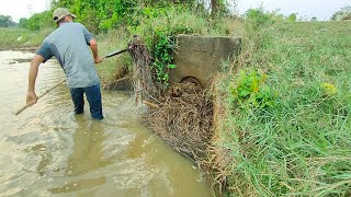 Unclogged Culvert Drain  Removal Debris Clogged Culvert Drain [upl. by Samaria]