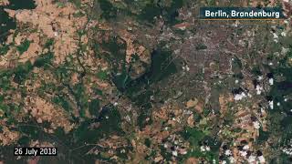 VorherNachherBilder SatellitenAufnahmen der ESA zeigen extreme Hitzeauswirkungen auf Europa [upl. by Gunnar]