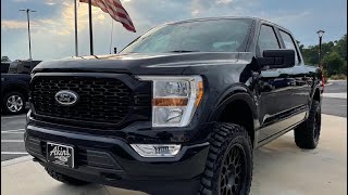 2021 Ford F150 STX 4x4 Black Covert Edition Leveled on 34s Truck Review [upl. by Ecinue206]