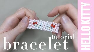 Cute seed bead bracelet idea How to make a Hello Kitty design with seed beads Seed bead pattern [upl. by Lleneg]