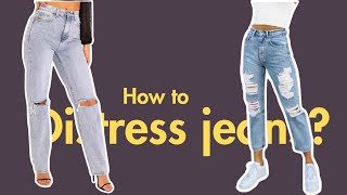 How to Distress Jeans  Ripped Jeans Torn Jeans or Destroyed Jeans  meerakaneria [upl. by Kcinemod797]