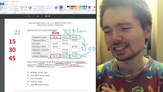 Bexley Maths Test 1 Questions 22 23 24 25 on train timetable percentage compass and bar chart [upl. by Annodam]