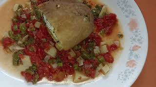 12 chile poblano con queso panela y nopales con papas fritas y tomates picados [upl. by Brocky960]