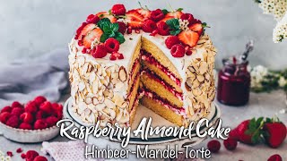 HimbeerMandelTorte Vegane Torte backen Ohne Eier Milch und Butter [upl. by Sitra556]