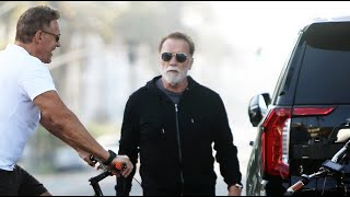 Arnold Schwarzenegger Chats With Pal Ralf Moeller In Santa Monica [upl. by Cence]