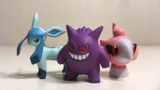 Tomy XY 3pack Gengar Spritzee and Glaceon Figure Review [upl. by Jat]