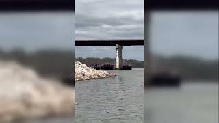 Oklahoma State Patrol diverts traffic after barge hits bridge over Arkansas River [upl. by Reffinnej]