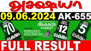 KERALA LOTTERY AKSHAYA AK655  LIVE LOTTERY RESULT TODAY 09062024  KERALA LOTTERY LIVE RESULT [upl. by Vincents]