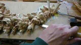 WOODCARVING PART 2Limewood Foliage Carving  Supraporte [upl. by Aratehs708]