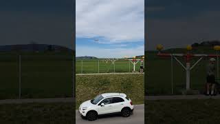 Aircraft final approach Zurich airport and bicycles and cars Road between Oberglatt and Bülach [upl. by Mello]