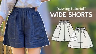 DIY Easy Wide Shorts wPockets with PDF Sewing Pattern [upl. by Balsam]