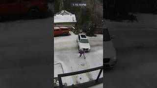 Ice storm leaves Portland roads slick Man slips on driveway [upl. by Caresse630]