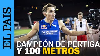 DEPORTE  Duplantis corre los 100 metros en 1037 segundos y vence a Warlhom  EL PAÍS [upl. by Barde]