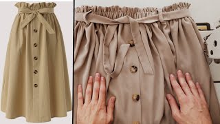 Easy skirt cutting and sewing for beginnersElastic belt [upl. by Odraude]