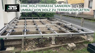 Eine Holzterrasse sanieren Terrassenumbau von Holz zu Terrassenplatten [upl. by Ondine471]