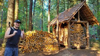 Splitting amp Stacking My Firewood Haul amp Other Chores at My Cabin [upl. by Fanya155]