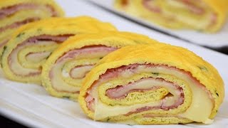 ROTOLO DI FRITTATA al forno con prosciutto e formaggio  Easy OMELETTE ROLL with ham and cheese [upl. by Enitsej]