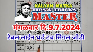 KALYAN MATKA TIPS AND TRICKS MASTER TODAY 972024 KALYAN TODAY TEBLE TRICK LINE JODI [upl. by Jozef586]