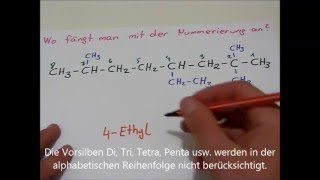 Nomenklatur verzweigter Alkane IUPAC Regeln [upl. by Airegin]