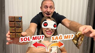 HİLELİ SAĞ MI SOL MU CHALLENGE  YEMEK YARIŞMASI [upl. by Leahcimnaes]