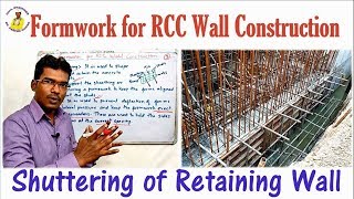 Formwork for RCC Wall Construction  Shuttering of Retaining Wall [upl. by Hadlee]