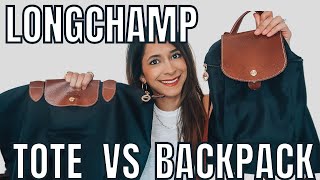 Longchamp backpack vs large tote review  COMPARISON [upl. by Aizek]