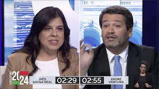 Debate Chega vs PAN  André Ventura vs Inês Sousa Real  Eleições Legislativas 2024 [upl. by Akinyt]