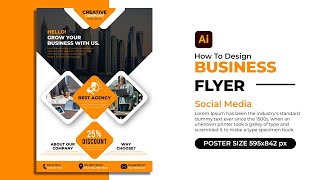 How to Design Business Flyer Design  Flyer Design In Adobe Illustrator [upl. by Atnoid]