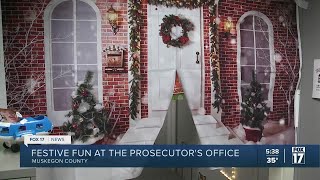 A little levity to the work Muskegon Co Prosecutor invites public to tour holiday door displays [upl. by Sairtemed306]