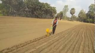 URVI Agrotech Seed drill attachment showing groundnut sowing [upl. by Buna516]