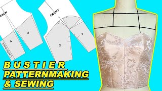 HOW TO DRAFT A BUSTIER BUSTIER  PATTERNMAKING AND SEWING  LA MODÉLISTE [upl. by Arta40]