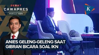 Anies Gelenggeleng Kepala Saat Gibran Bicara soal IKN di Debat Cawapres [upl. by Afatsum]