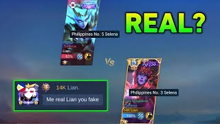 LIAN VS TOP 5 PHILIPPINES SELENA FAKE LIAN HE DESTROY ME🥲 [upl. by Ehrlich]