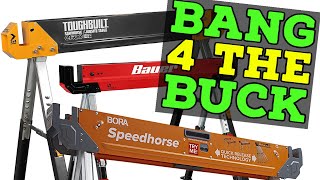 Best Bang for the Buck Sawhorse Buyers Guide Quick Fold Steel Sawhorse [upl. by Einial85]