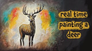 real time painting a majestic deer [upl. by Lusty]