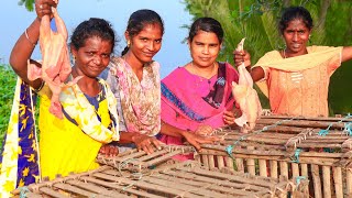 Fish Catching with Amazing Fish Trap  Village Hunt  Full chicken inside this fish trap 🐟 [upl. by Adiaroz]