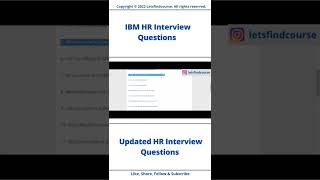 Updated IBM HR Interview Questions for Freshers ibm shorts [upl. by Ellerud]