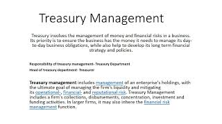 Treasury Management and its scope  BBA 8th semester [upl. by Ssilem315]