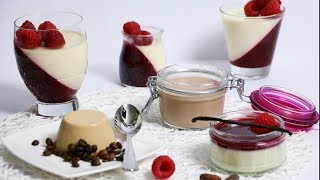 Panna cotta Grundrezept und Variationen  klassisch schokoladig mit Kaffee  Panna cotta recipe [upl. by Olodort]