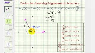 Ex Find a Derivative and Derivative Function Value Cosine and Cosecant [upl. by Eirlav]