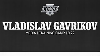 Defenseman Vladislav Gavrikov  0922 LA Kings Training Camp  Media Availability [upl. by Bozuwa473]