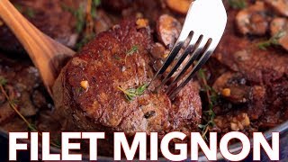 How To Cook Perfect Filet Mignon Recipe in Mushroom Cream Sauce [upl. by Esoj]